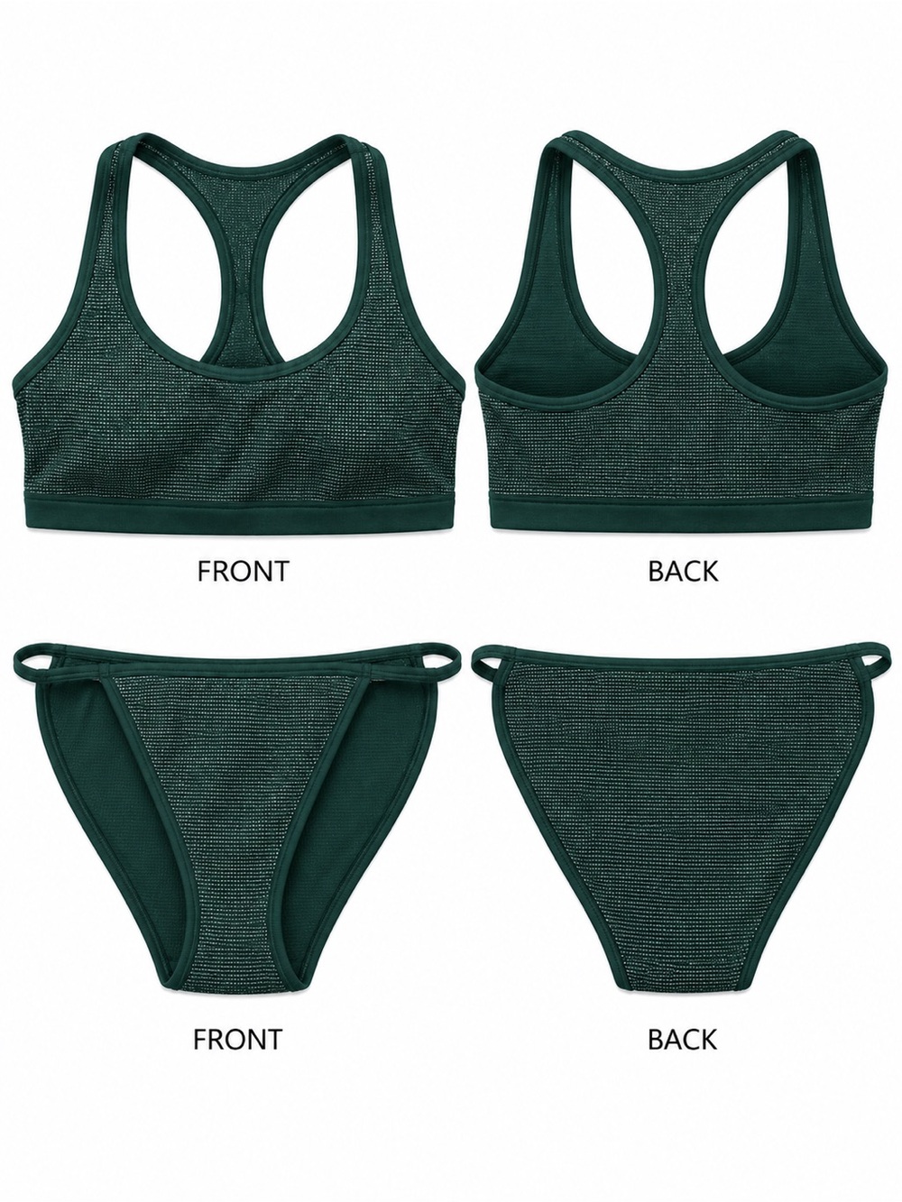 PINK Victoria's Secret Dark Green Ribbed Racerback pantie bra NWT M